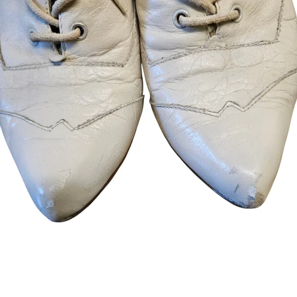 Wild Pair Vintage Cream Lace-Up Ankle Boots 1990s Size 6.5 - Picture 11 of 17